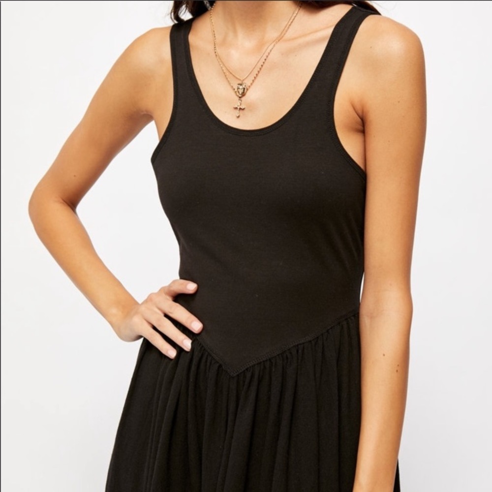 Free People Black Midi Dress with Scoop Neck - Picture 5 of 15